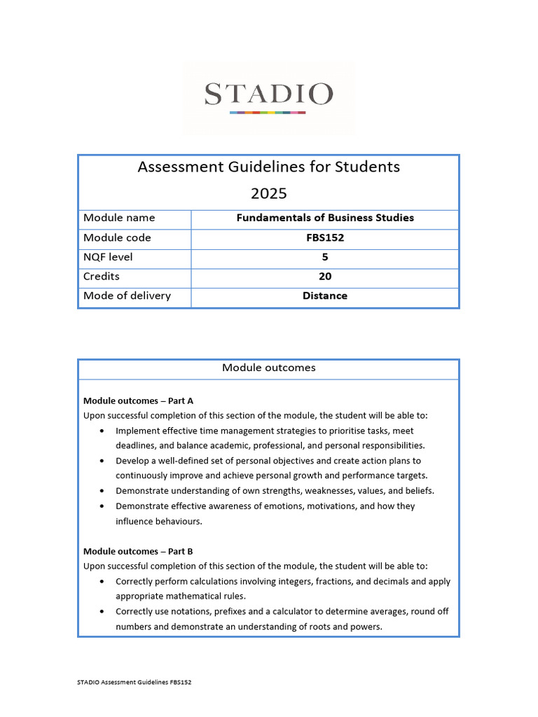 FBS152 STADIO Assessment Guideline-1 | PDF | Computer File | Microsoft ...
