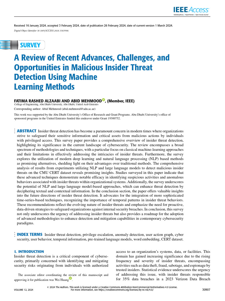 Insider Threat Detection Advances in ML | PDF | Machine Learning ...