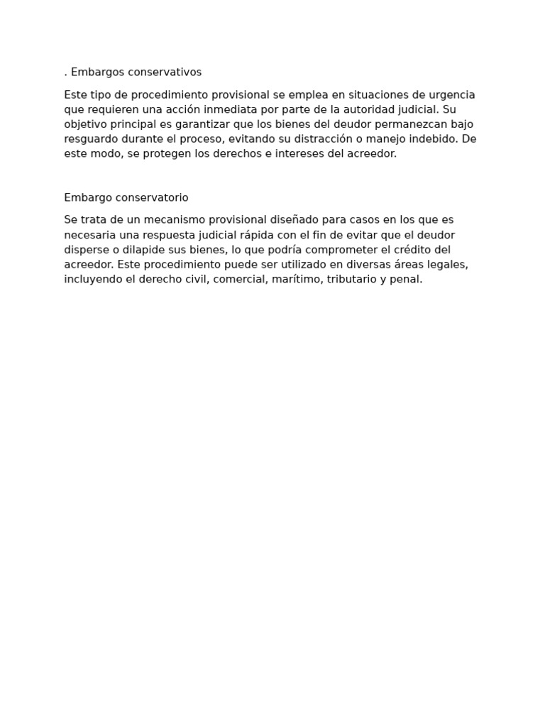 Embargos Conservativos: Protección Judicial | PDF