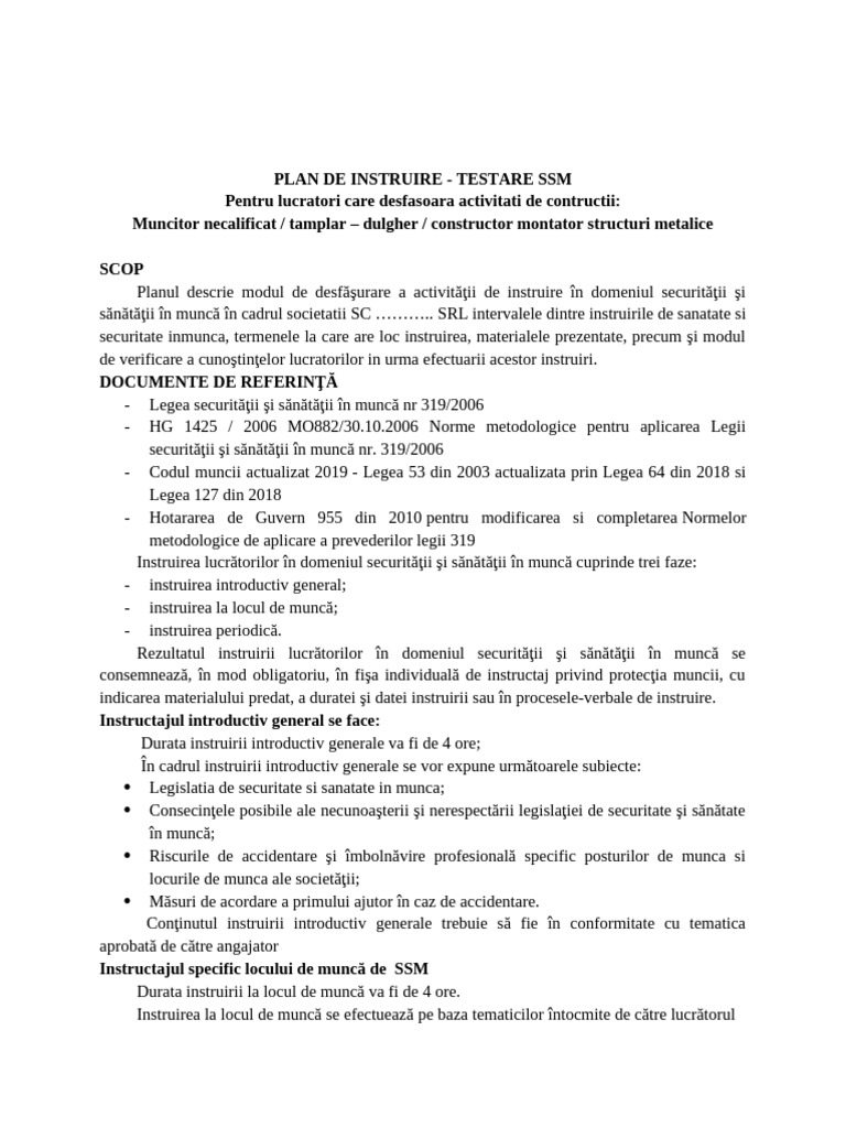 Plan de Instruire Testare | PDF