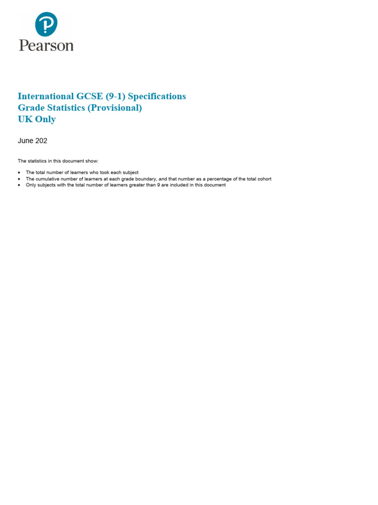 Edexcel GCSE Grade Statistics 2024 | PDF