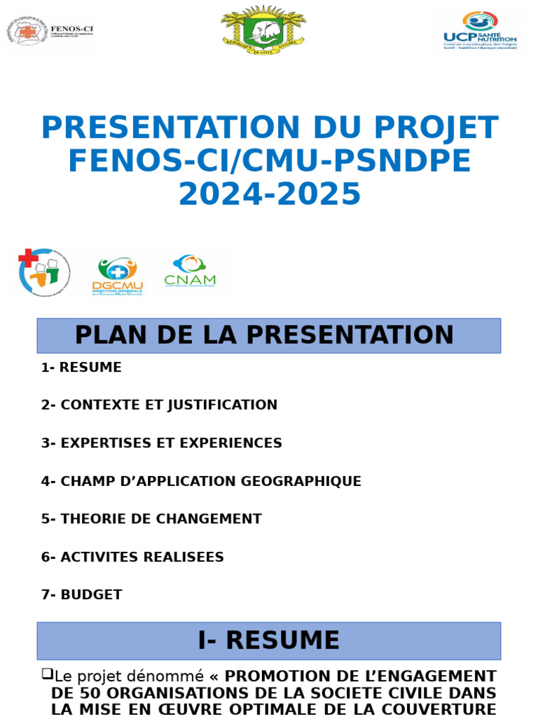 Presentation Du Projet Cmu-Fenos-Ci-Psndpe 2024-2025 | PDF | Côte d ...