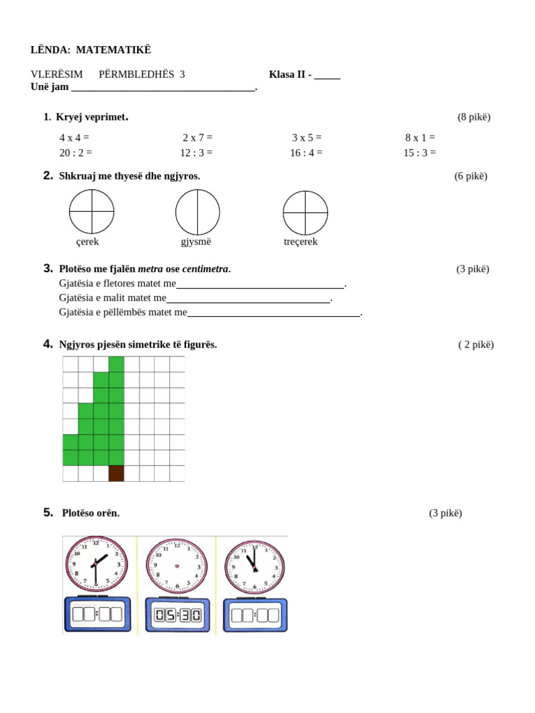 Test 3 Mat kl.2 2021 | PDF