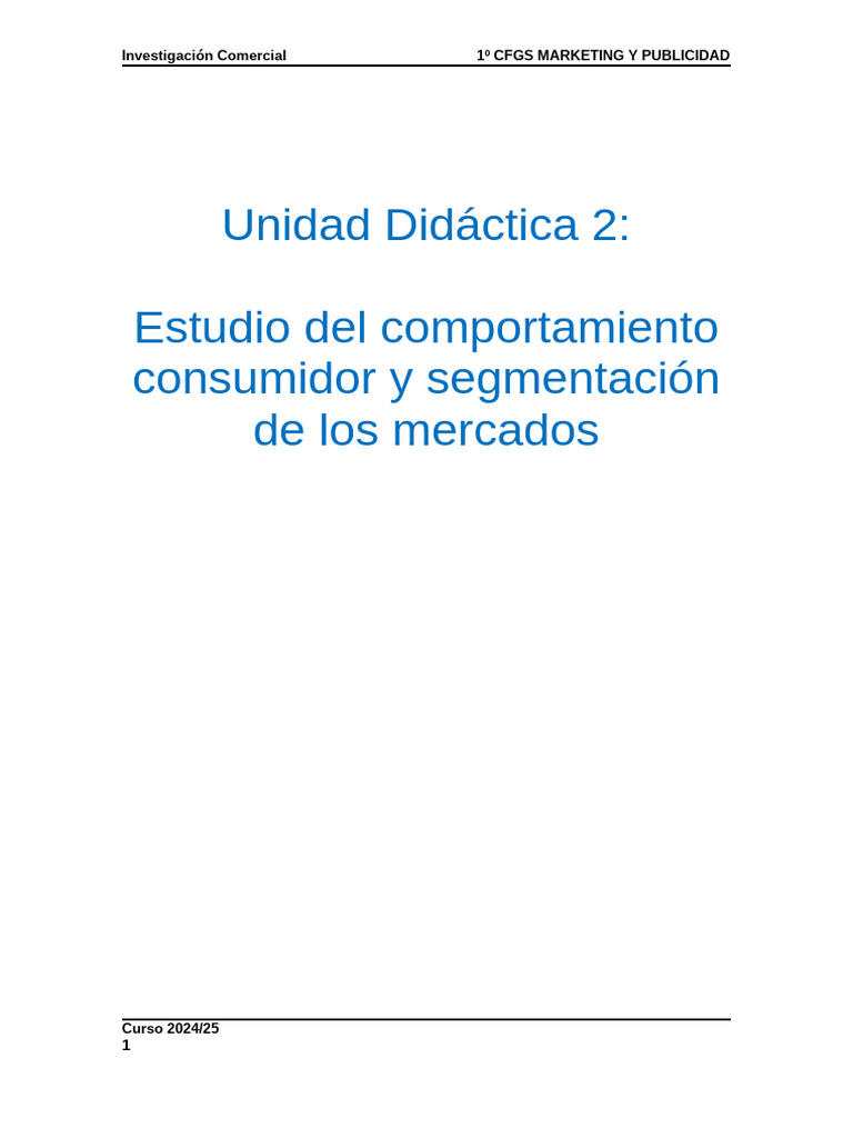 UD2 - Comportamiento Del Consumidor y Segmentación | PDF | Marketing ...