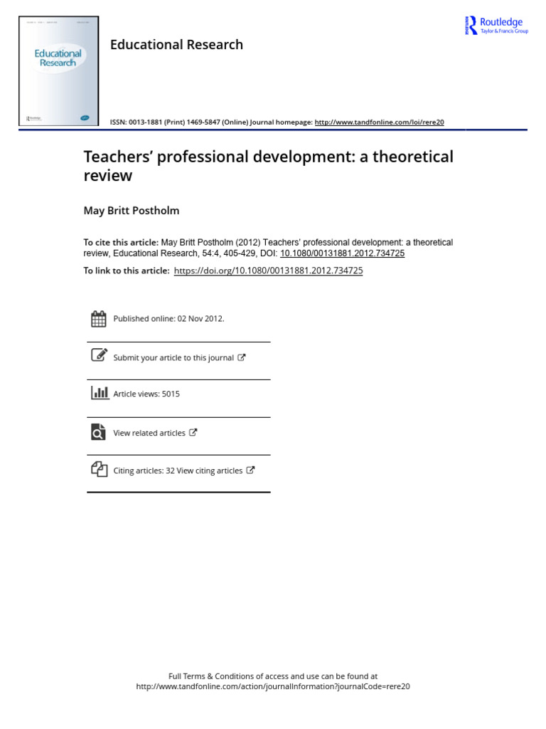 Teachers Professional Development A Theoretical Review | PDF | Teachers ...