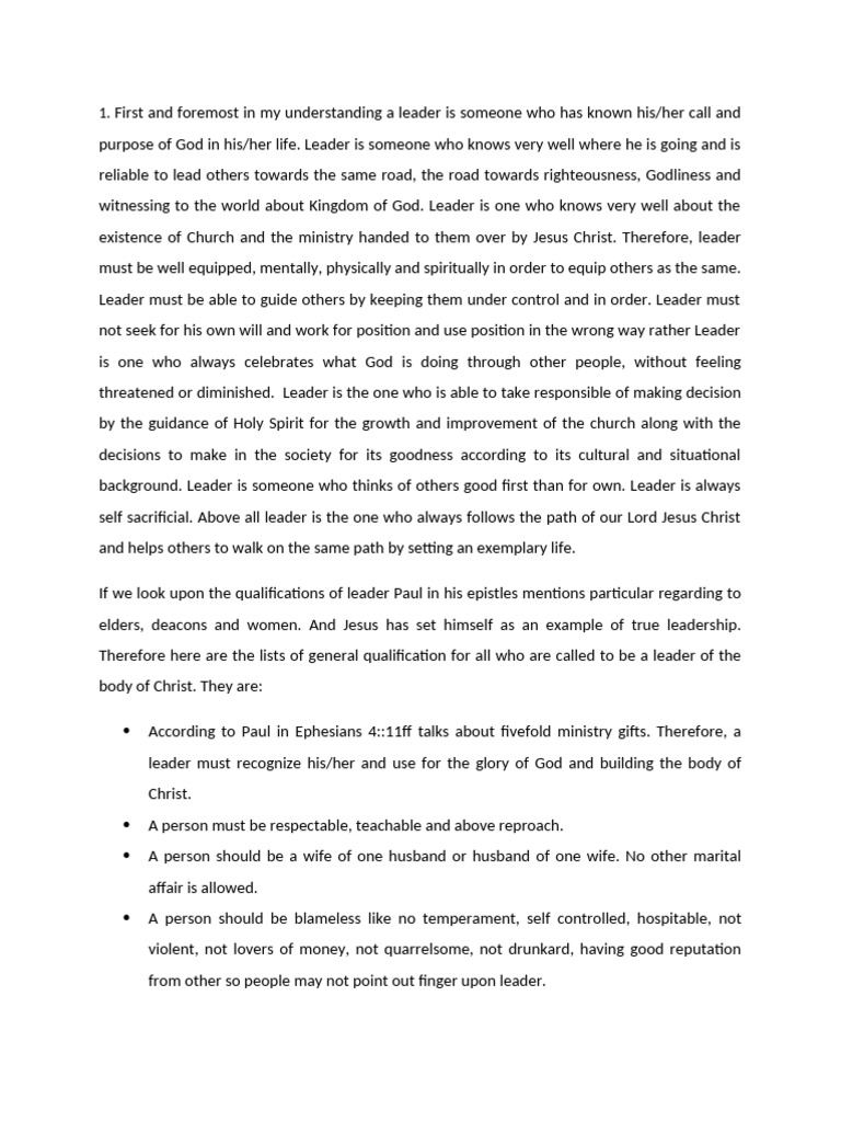 Church Leadership Roles and Administration | PDF | Jesus | Disciple ...