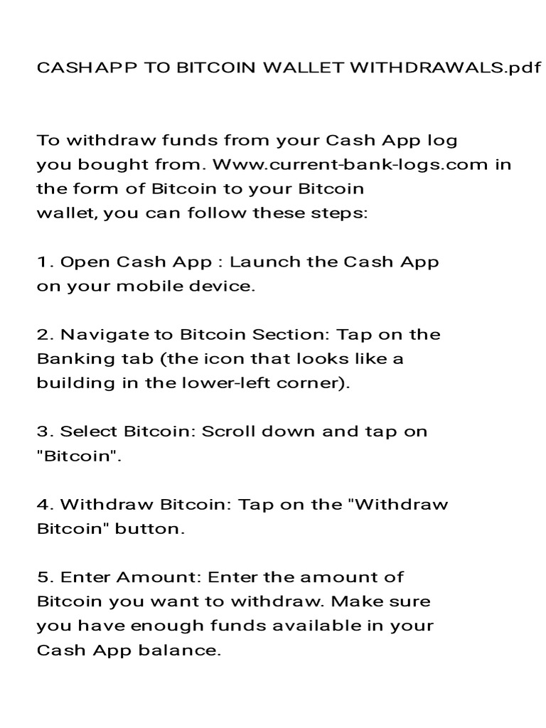 Withdraw Bitcoin from Cash App Guide | PDF