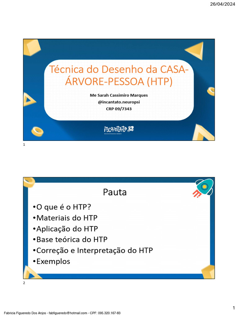 Técnica HTP: Desenho e Interpretação | PDF | Desenho | Adaptação