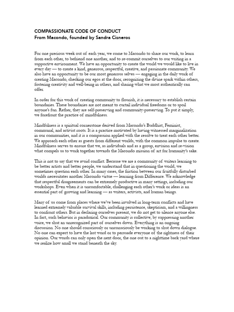 Macondo COMPASSIONATE CODE OF CONDUCT 2 | PDF | Psychology