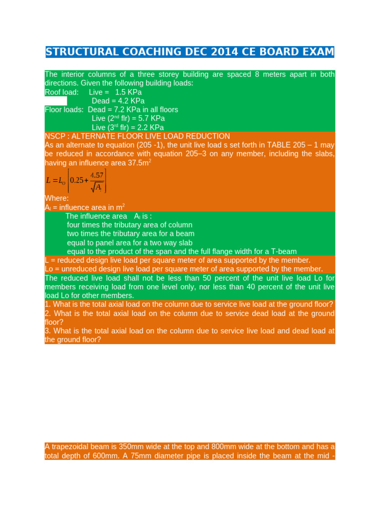 structural coaching 1 dec 2014 board exam | PDF | Beam (Structure ...
