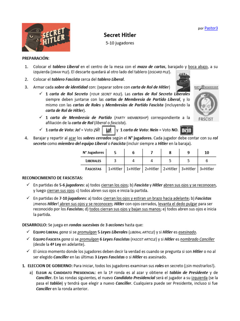 Secret Hitler - Reglas Express | PDF | Presidentes de los Estados ...