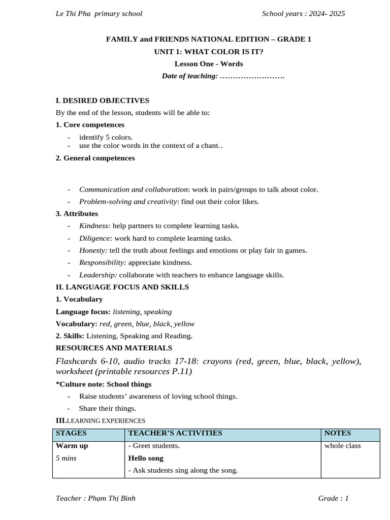 Unit 1 Lesson 1 - 6 | PDF | Phonics | Vocabulary