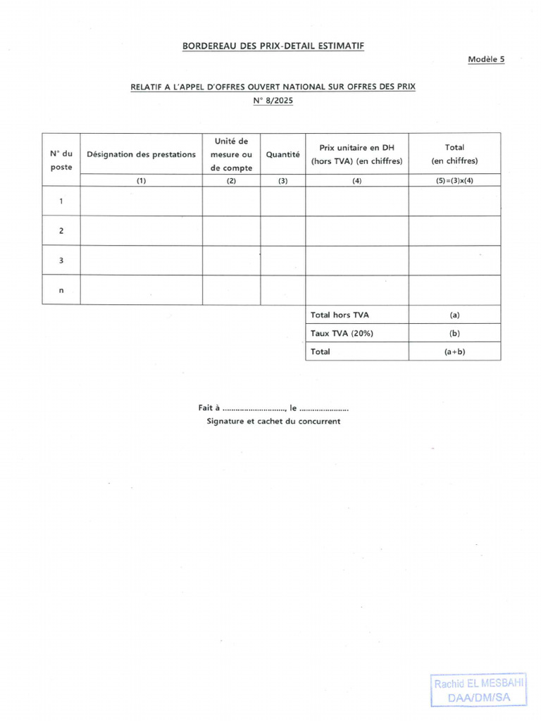 Bordereau des prix-détail estimatif | PDF