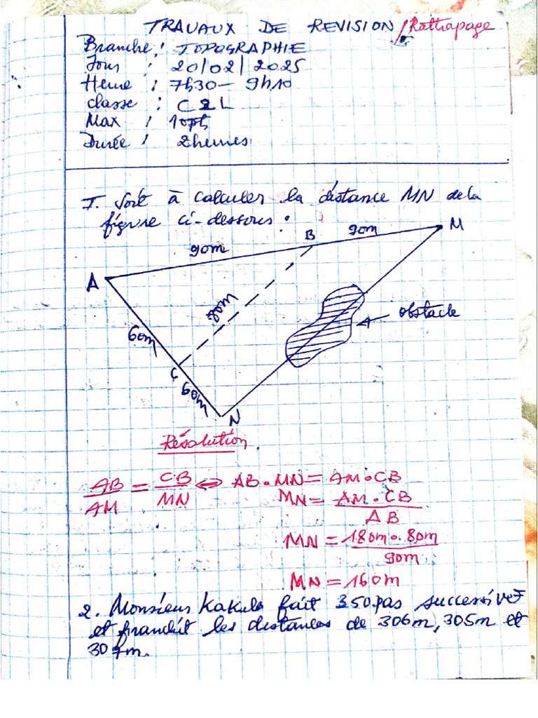 EXAM DE TOPO 2EME PAR IR SHEMA Vainqueur | PDF