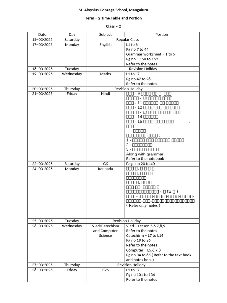 Term - 2 - Class - 2 - Portion-1 | PDF