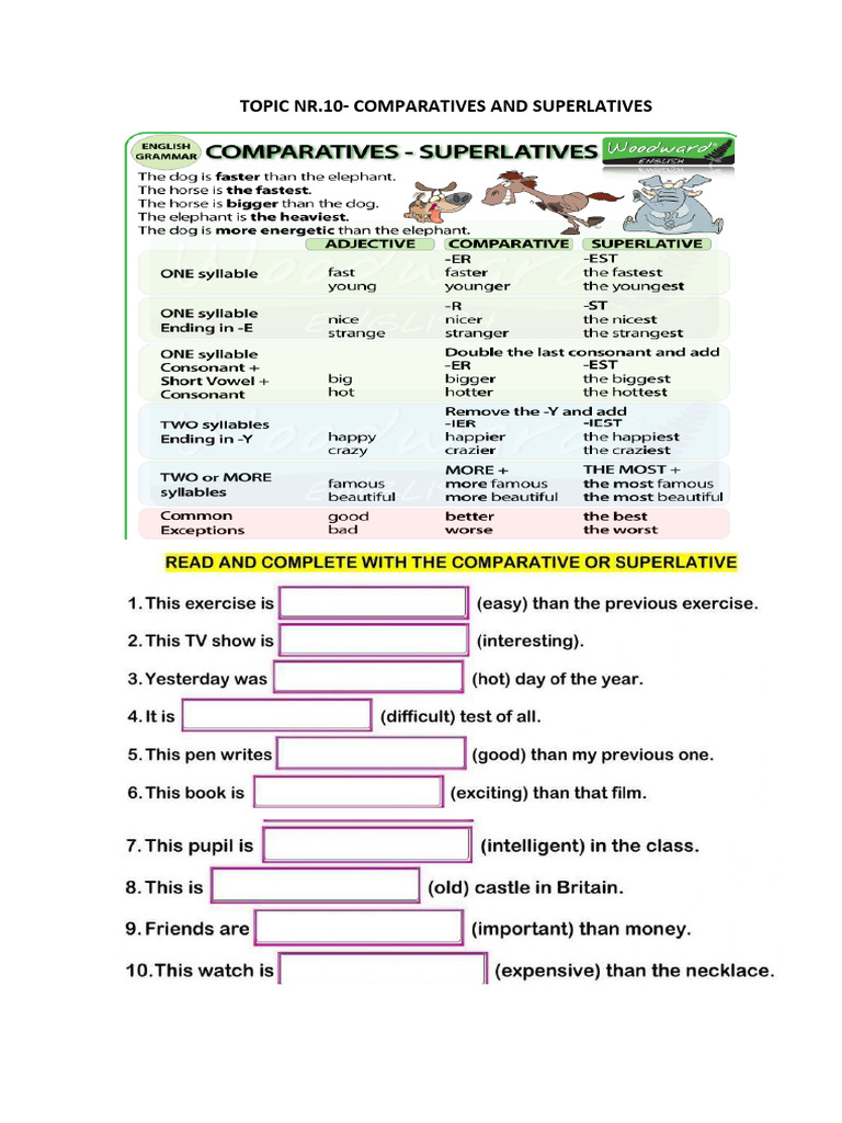 TOPIC N I0 Comparative and Superlative | PDF