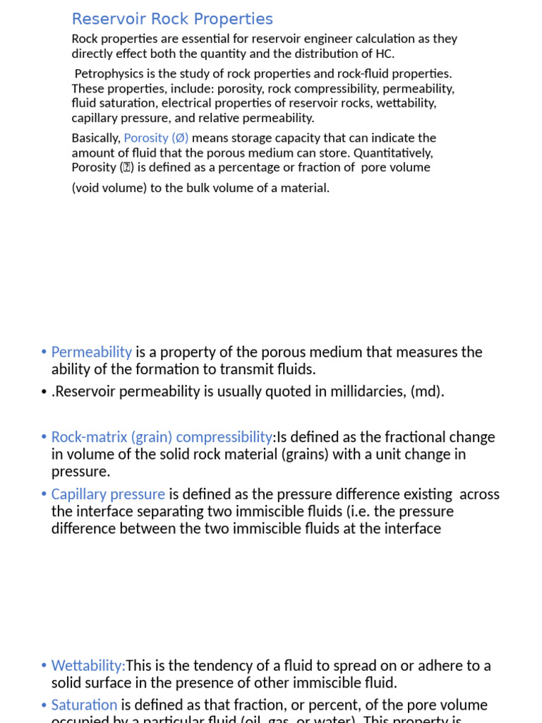 Key Reservoir Rock Properties Explained | PDF