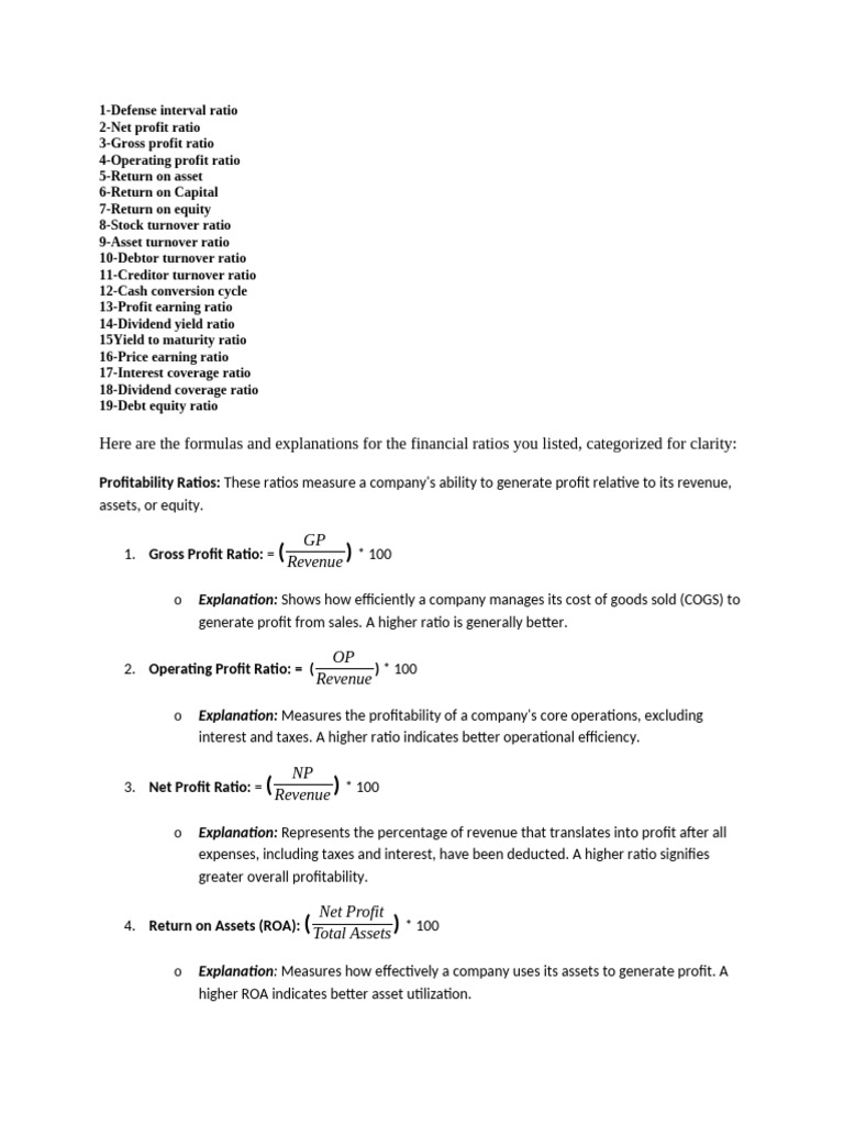 Comprehensive Guide to Financial Ratios | PDF | Dividend | Revenue