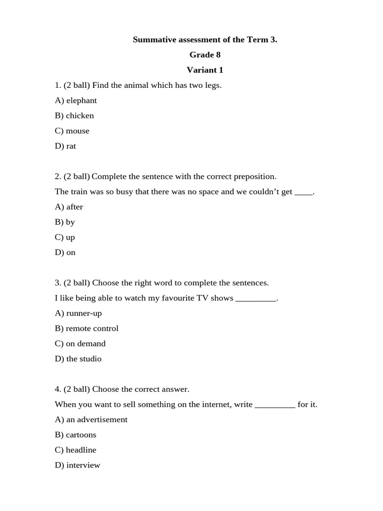 Grade 8 Term 3 Summative Assessment | PDF | Loch Ness Monster