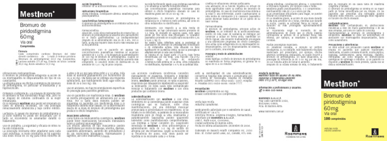 Mestinon | PDF | Medicamentos con receta | Farmacocinética
