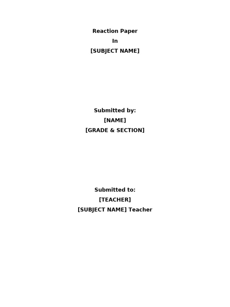 Reaction Paper Cover Page | PDF