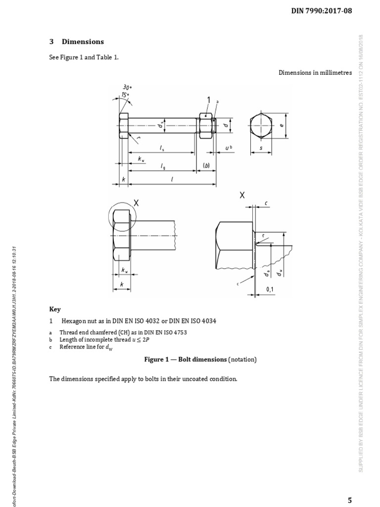 DIN 7990:2017-08 Bolt Specifications | PDF | Engineering Tolerance | Screw