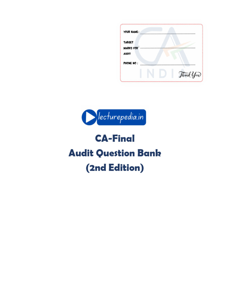 CA Final Audit Question Bank Overview | PDF | Audit | Auditor's Report
