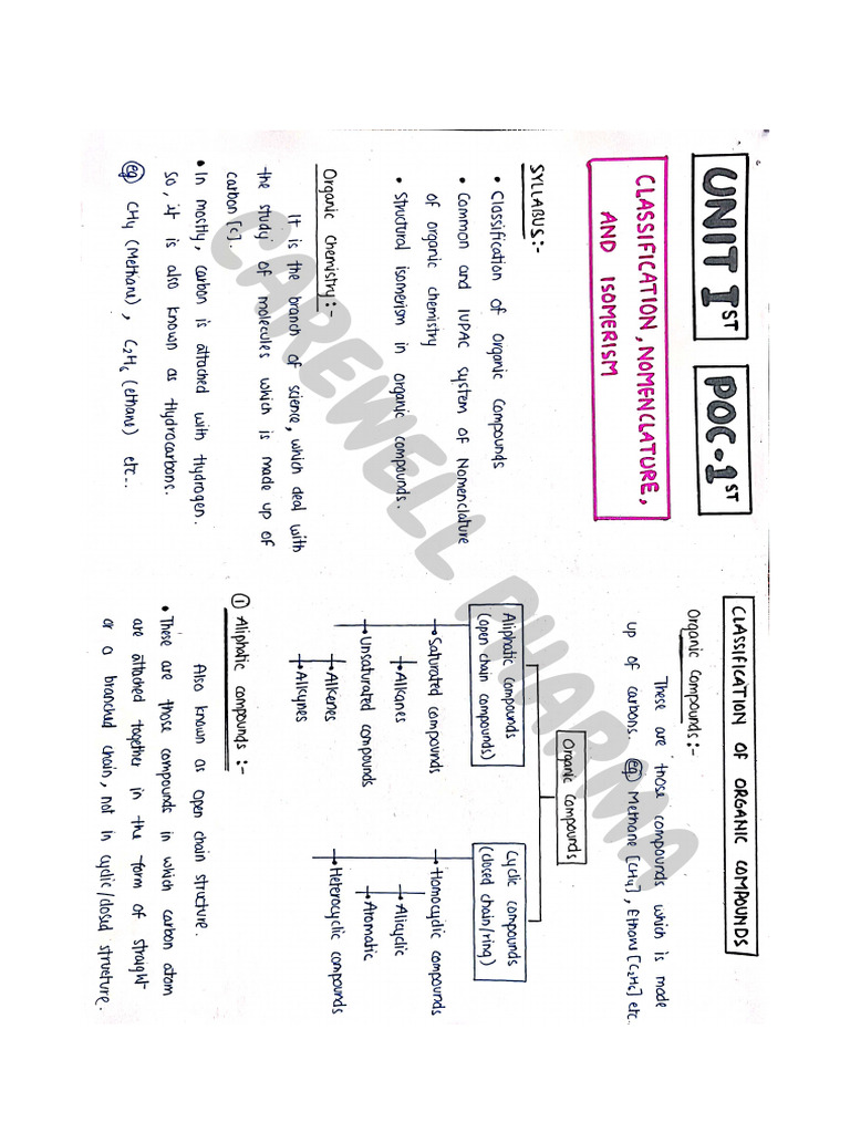 Organic Chemistry Unit 1 Notes | PDF