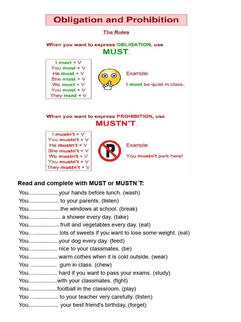Must Mustn T - I D Like - Would You Like | PDF