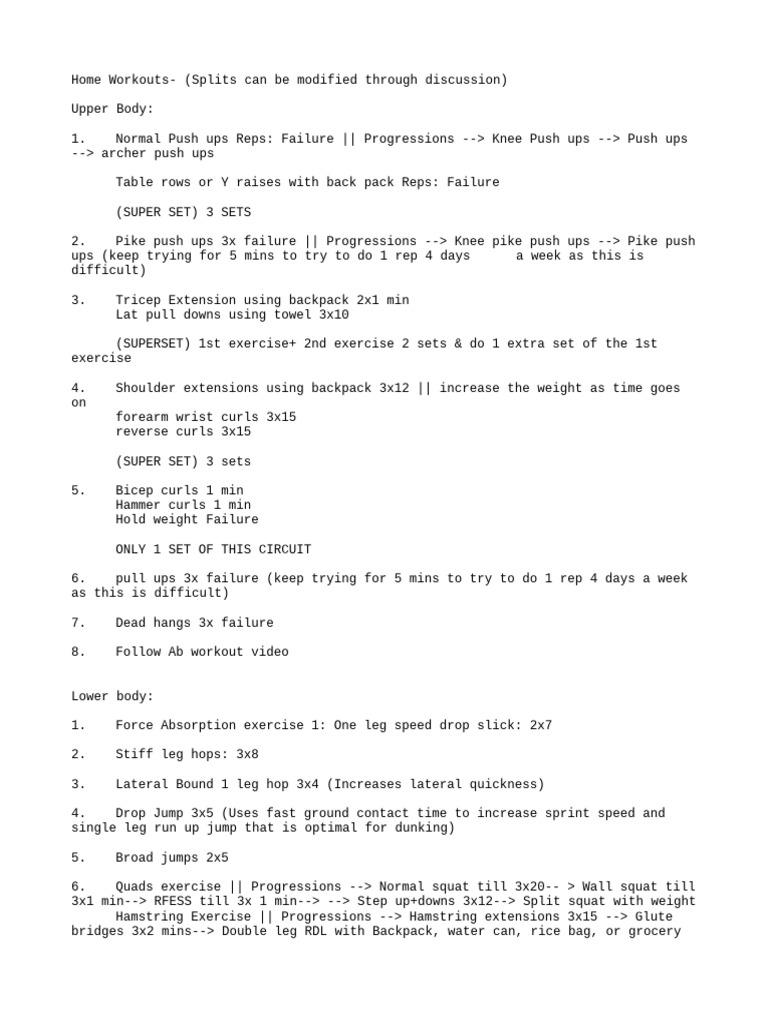 Comprehensive Home Workout Guide | PDF