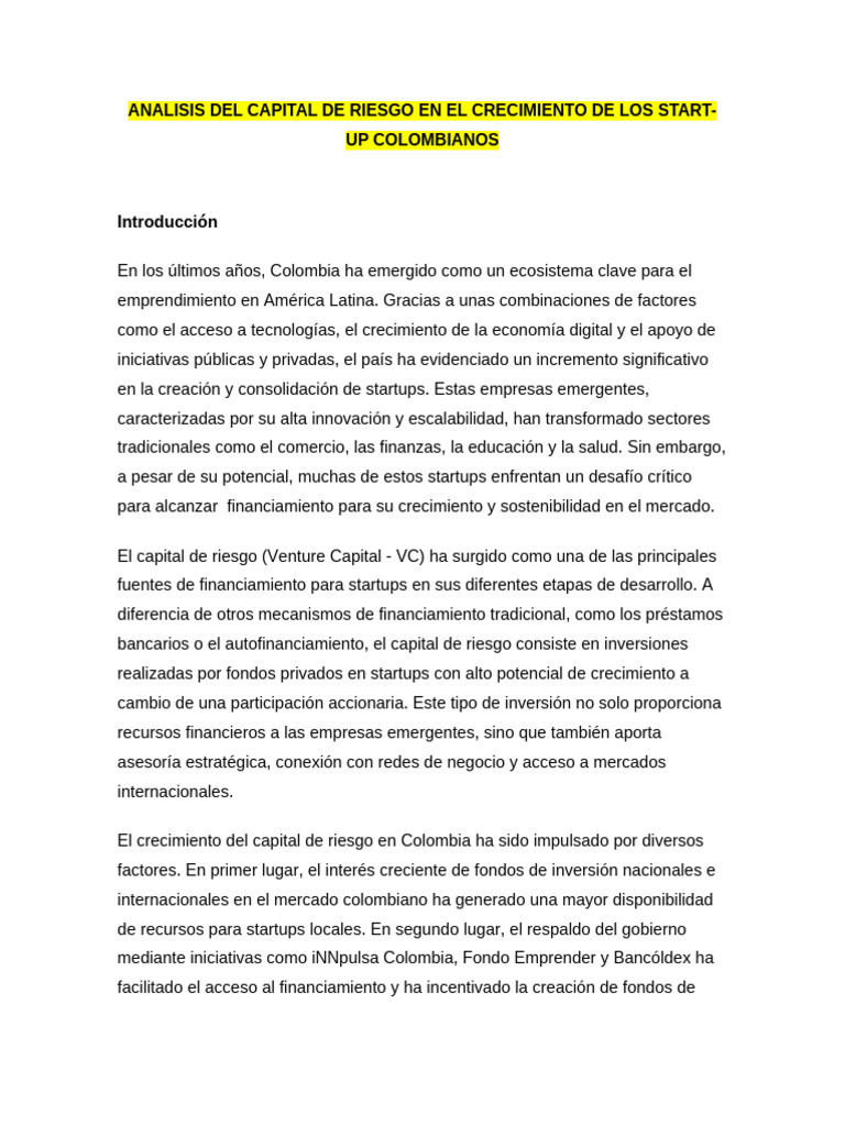 Trabajo de Grado - Analisis Del Riesgo | PDF | Empresa de inicio ...