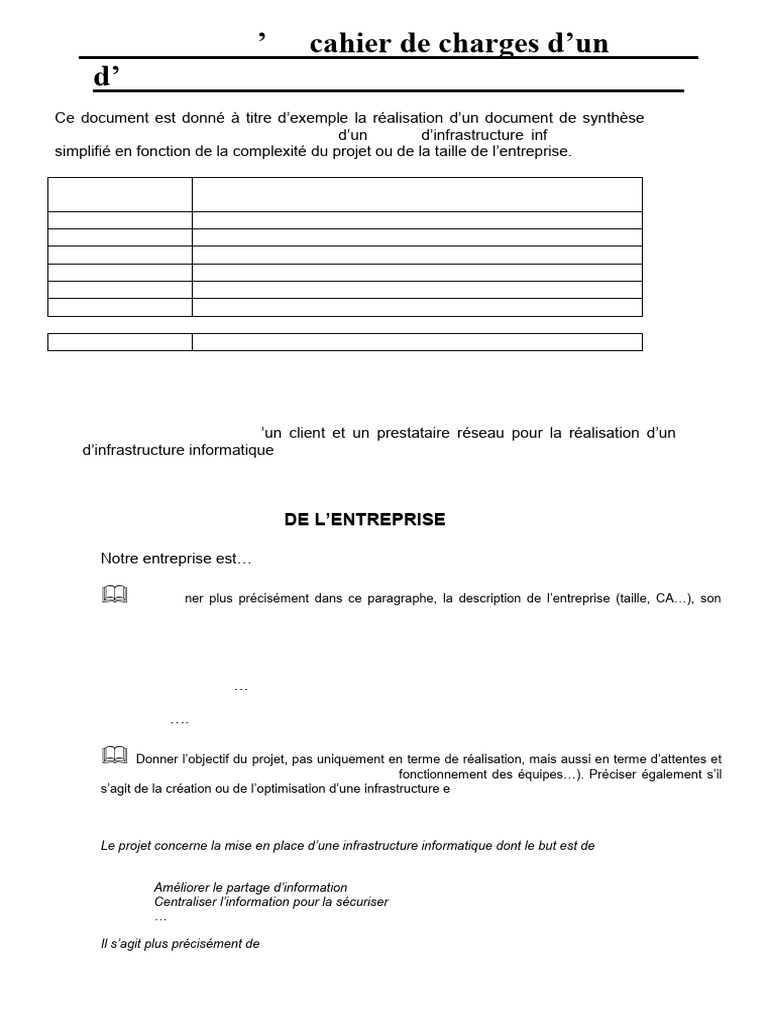 Cahier Des Charges Infrastructure IT PDF Informatique Informatique