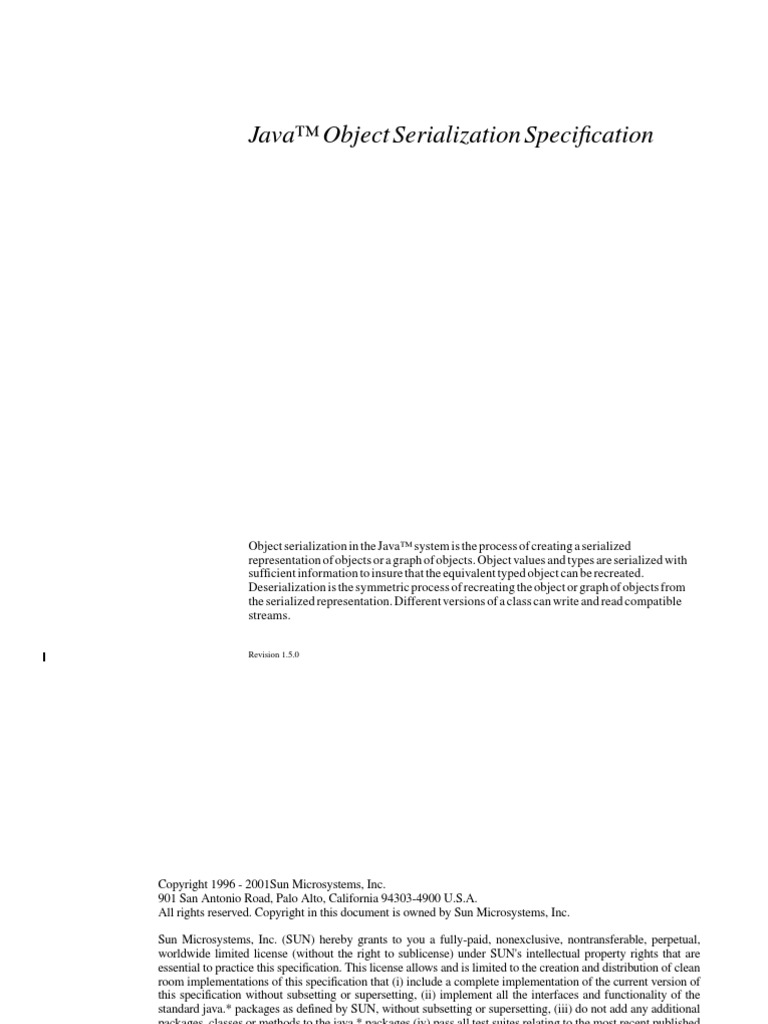 Java™ Object Serialization Specification: Revision 1.5.0 | PDF | Class ...