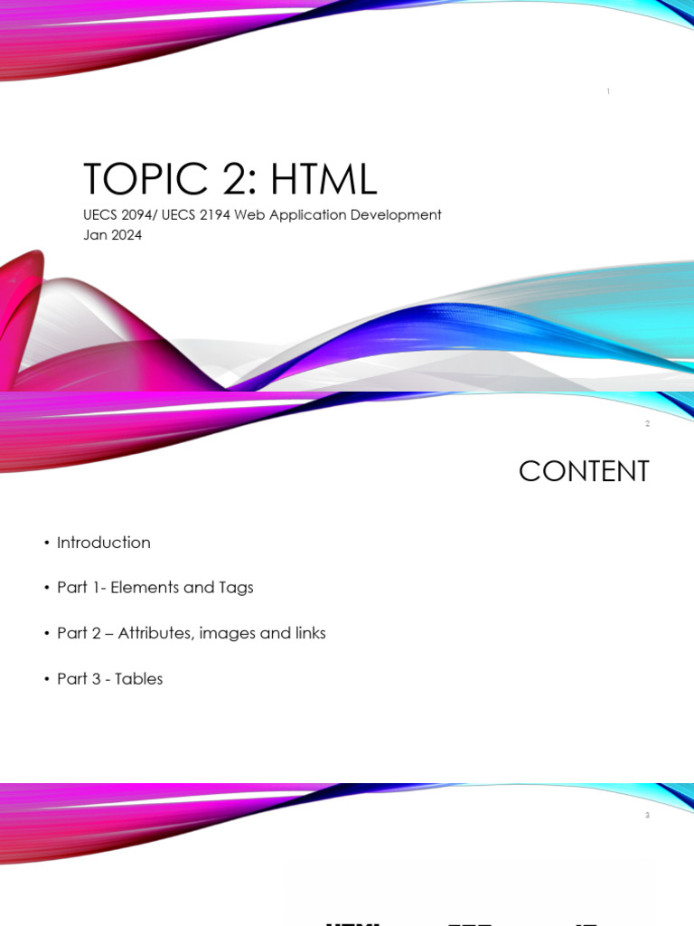 UECS2094_2194_-_Topic_2_-_HTML_-_Jan_2025 | PDF | Hyperlink | Html Element