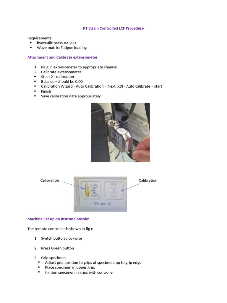 RT Strain Controlled LCF Procedure | PDF | Fatigue (Material) | Calibration