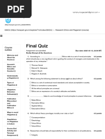 Research Ethics and Plagiarism Final Quiz