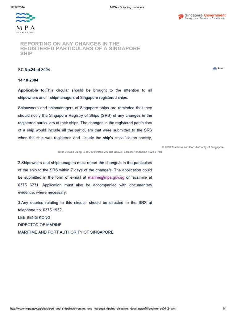 Reporting On Any Changes in The Registered Particulars of A Singapore ...