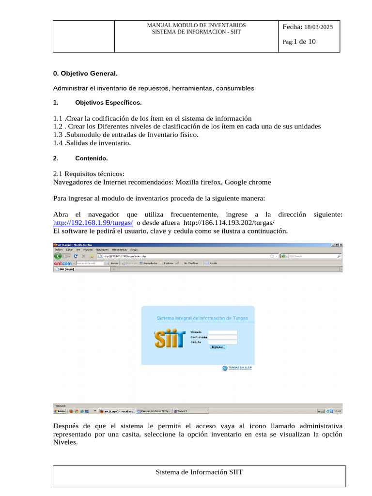 Manual de Módulo de Inventarios SIIT | PDF | Información | Ventana ...