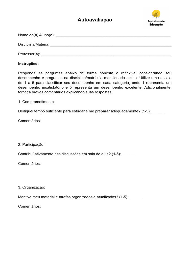 Autoavaliação do Desempenho Acadêmico | PDF