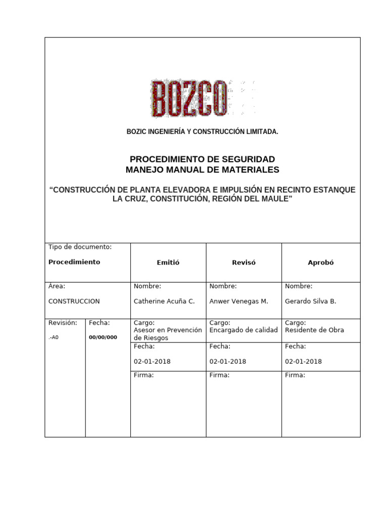 Procedimiento de Seguridad en Carga Manual | PDF