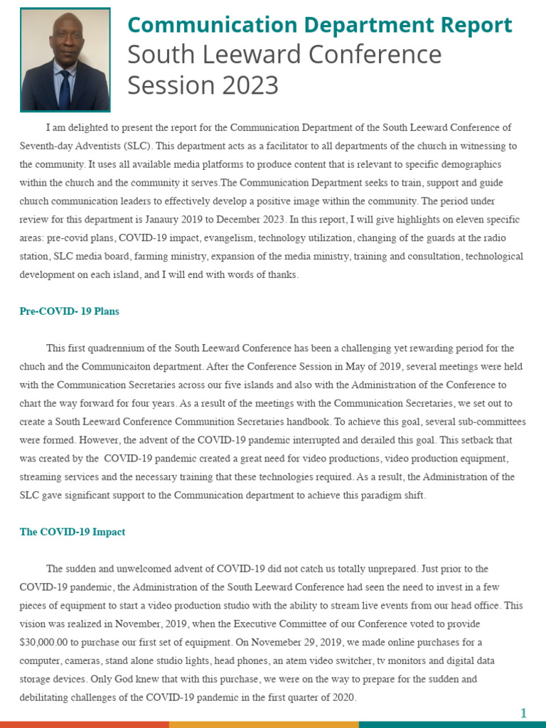 South Leeward Conference Comm. Report 2023 | PDF | Evangelism | Second ...
