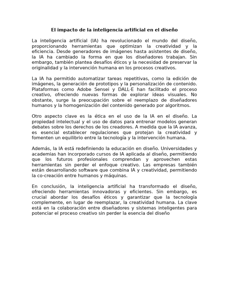 IA y su impacto en el diseño creativo | PDF