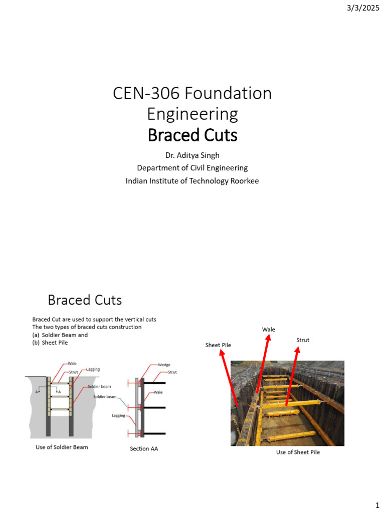 Braced Cut Design in Foundation Engineering | PDF | Deep Foundation ...