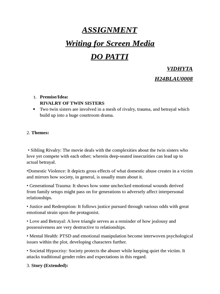 Writing For Screen Media Ass Vidhyta H24BLAU0008 | PDF | Social ...