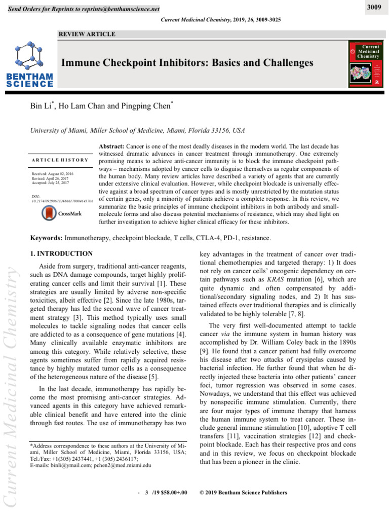 Immune Checkpoint Inhibitors Overview | PDF | T Cell | Antigen