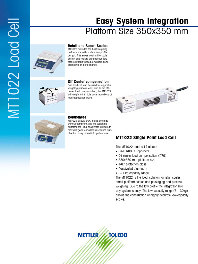 MT1022 Load Cell Specifications Overview | PDF | Electrical Components ...
