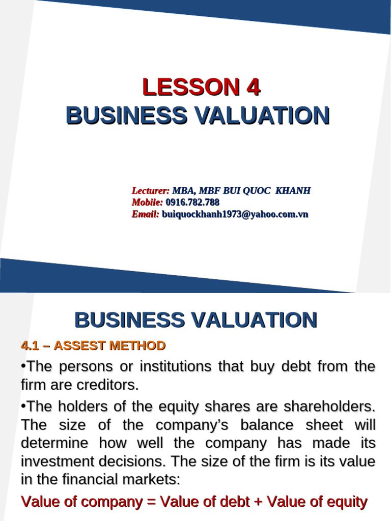 Business Valuation: Asset Method Explained | PDF | Business Valuation ...