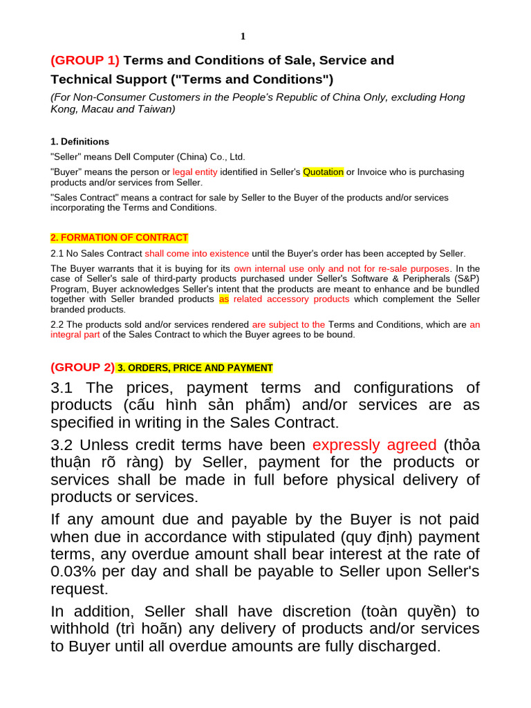 Dell China Terms and Conditions Overview | PDF | Contractual Term ...