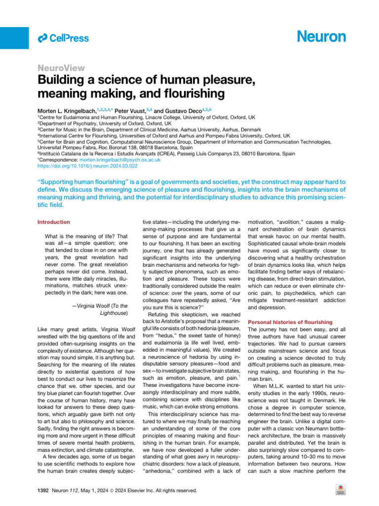 1 s2.0 S0896627324002009 Main | PDF | Reward System | Neuroscience