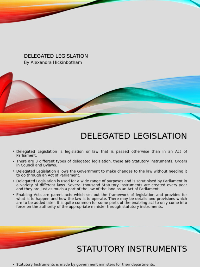 Understanding Delegated Legislation Types | PDF | Parliament Of The ...